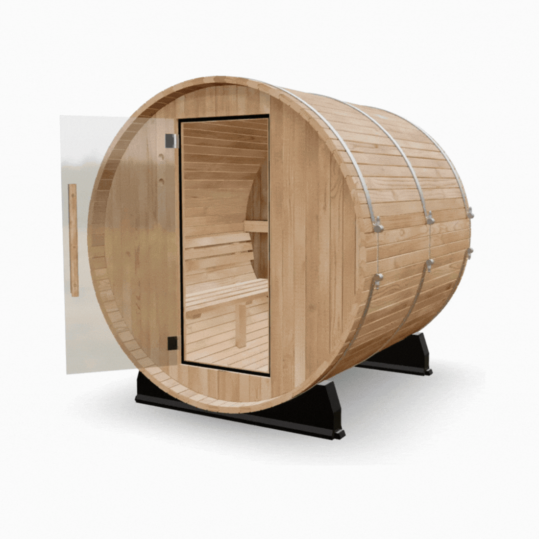 Almost Heaven barrel sauna rotating in the 3D configurator